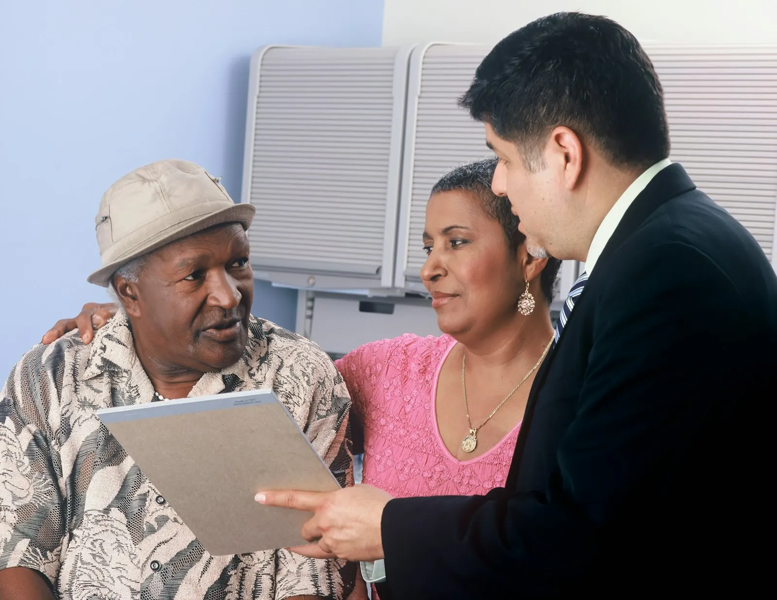Finance experts discussing loan solutions